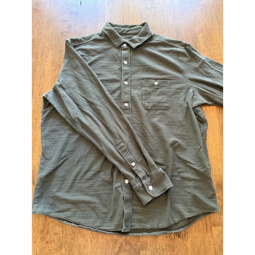 UNTUCKit Men's L Green Solid Point Collar Long Sleeve Cotton Button-Up Shirt